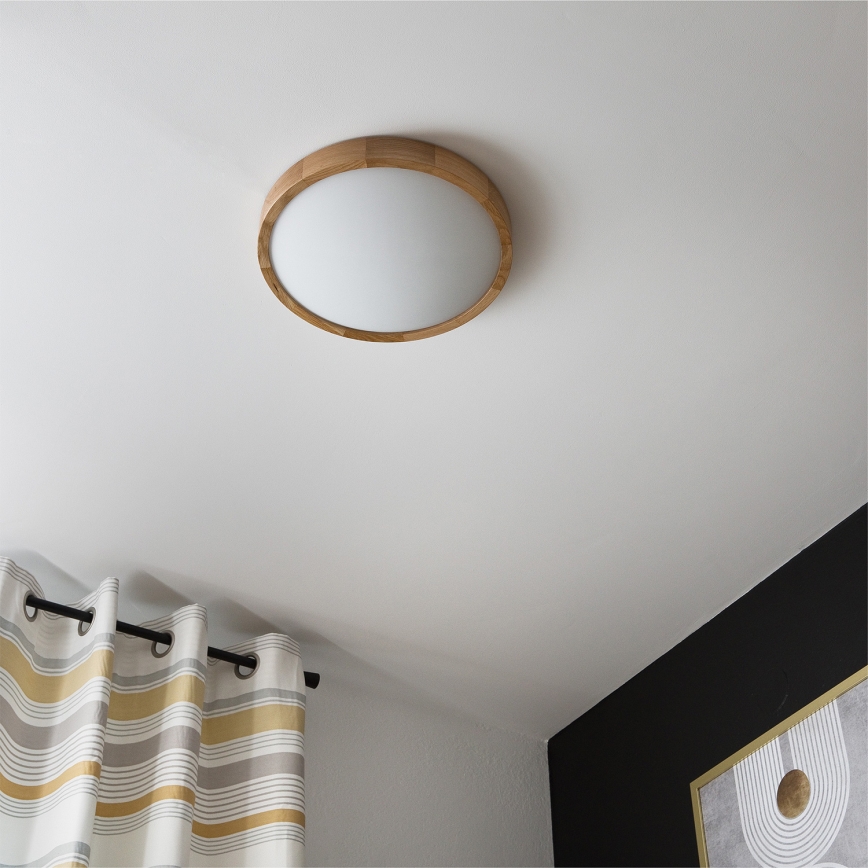 Brilagi - LED RGBW reguliuojamas lubinis šviestuvas CARVALHO SLIM 2xE27/9W/230V 2700-6500K Wi-Fi ąžuolo spalvos, skersmuo 37 cm