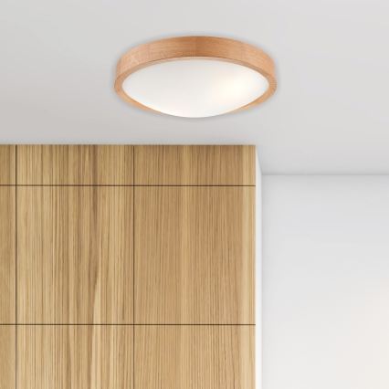 Brilagi - LED RGBW reguliuojamas lubinis šviestuvas CARVALHO SLIM 2xE27/9W/230V 2700-6500K Wi-Fi ąžuolo spalvos, skersmuo 37 cm