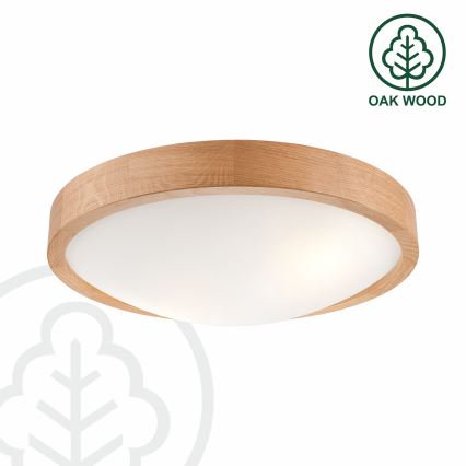 Brilagi - LED RGBW reguliuojamas lubinis šviestuvas CARVALHO SLIM 2xE27/9W/230V 2700-6500K Wi-Fi ąžuolo spalvos, skersmuo 37 cm