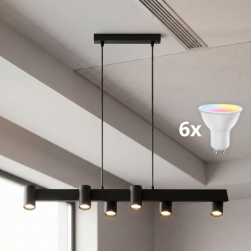 BRILAGI - LED RGBW pritemdoma liustra ant laido SELE 6xGU10/6,5W/230V 2700-6500K juoda + nuotolinis valdymas