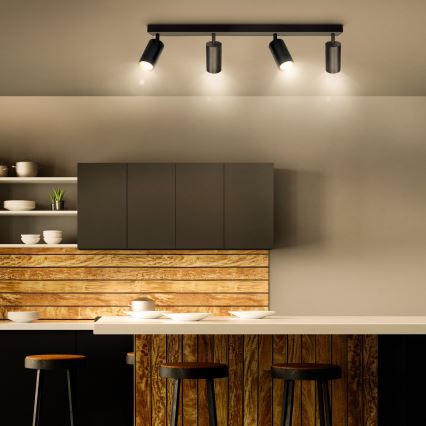 Brilagi - LED RGBW dimeriuojamas taškinis šviestuvas SELE 4xGU10/4,8W/230V 3000K juodas/auksinis + nuotolinis pultas