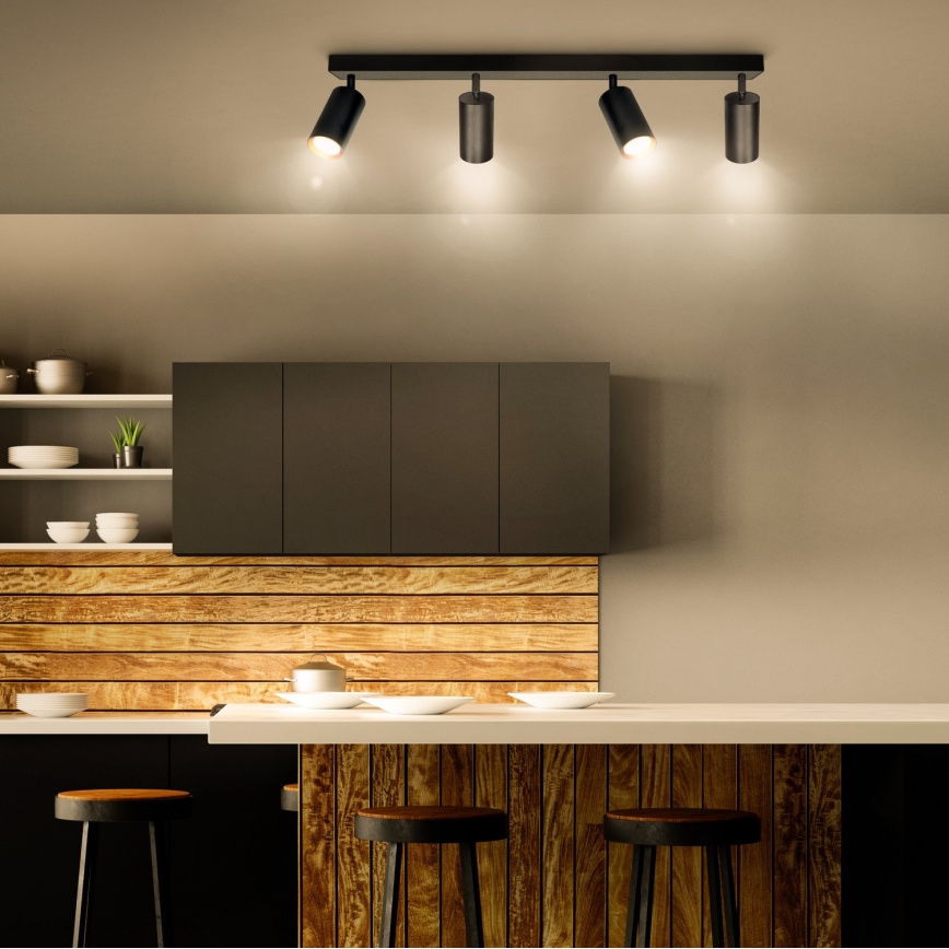 Brilagi - LED RGBW dimeriuojamas taškinis šviestuvas SELE 4xGU10/4,8W/230V 3000K juodas/auksinis + nuotolinis pultas