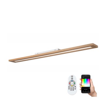 Brilagi - LED RGBW Pritemdymo panelė WOODY FRAME LED/34W/230V 11,5x123 cm 2700-6500K ąžuolas + nuotolinio valdymo pultas