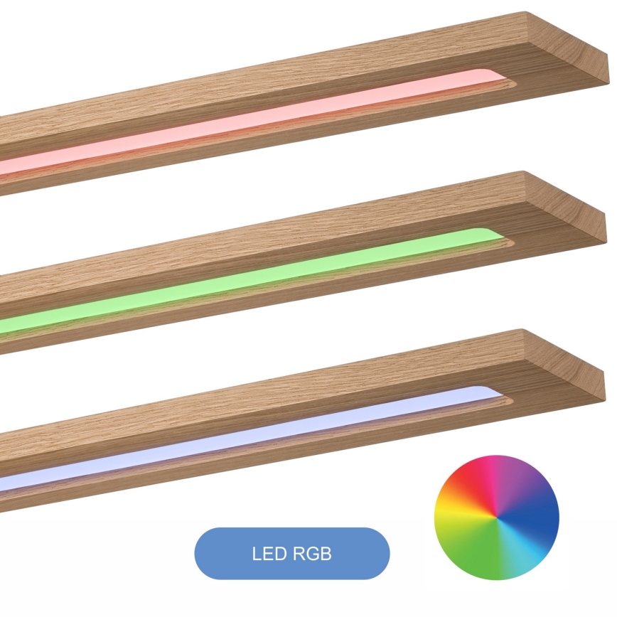Brilagi - LED RGBW Pritemdymo panelė WOODY FRAME LED/34W/230V 11,5x123 cm 2700-6500K ąžuolas + nuotolinio valdymo pultas