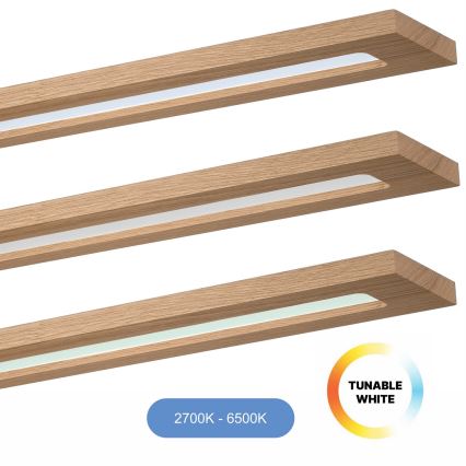 Brilagi - LED RGBW Pritemdymo panelė WOODY FRAME LED/34W/230V 11,5x123 cm 2700-6500K ąžuolas + nuotolinio valdymo pultas