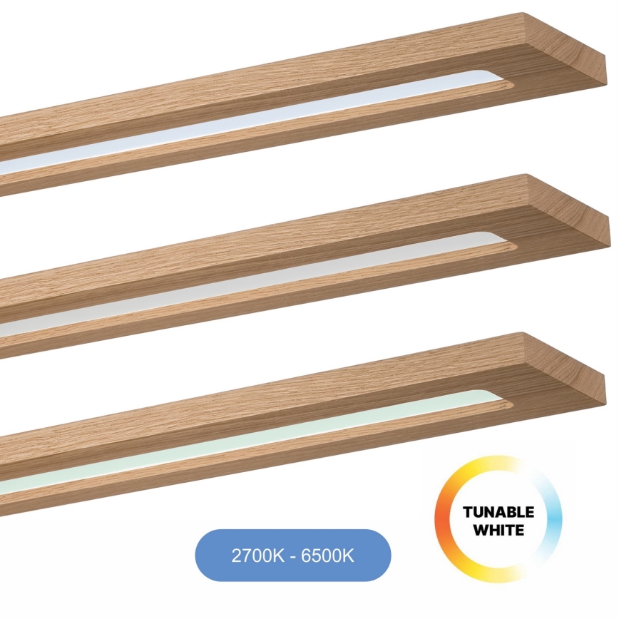 Brilagi - LED RGBW Pritemdymo panelė WOODY FRAME LED/34W/230V 11,5x123 cm 2700-6500K ąžuolas + nuotolinio valdymo pultas