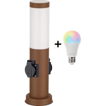 Brilagi - LED RGBW reguliuojama lauko lempa su 2 lizdais 1xE27/15W/230V 2700-6500K IP44 40 cm ruda