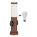 Brilagi - LED RGBW reguliuojama lauko lempa su 2 lizdais 1xE27/9W/230V 2700-6500K IP44 40 cm ruda