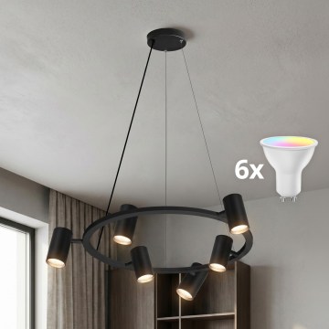 BRILAGI - LED RGBW reguliuojama liustra ant laido SELE 6xGU10/6,5W/230V 2700-6500K juoda + nuotolinis valdymas