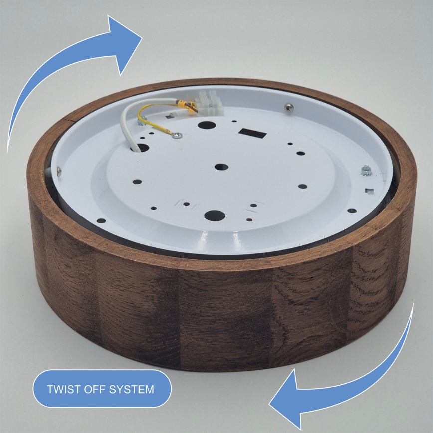 Brilagi - LED RGBW dimeriuojamas lubinis šviestuvas CARVALHO 1xE27/15W/230V 2700-6500K Wi-Fi ąžuolas, skersmuo 27,5 cm