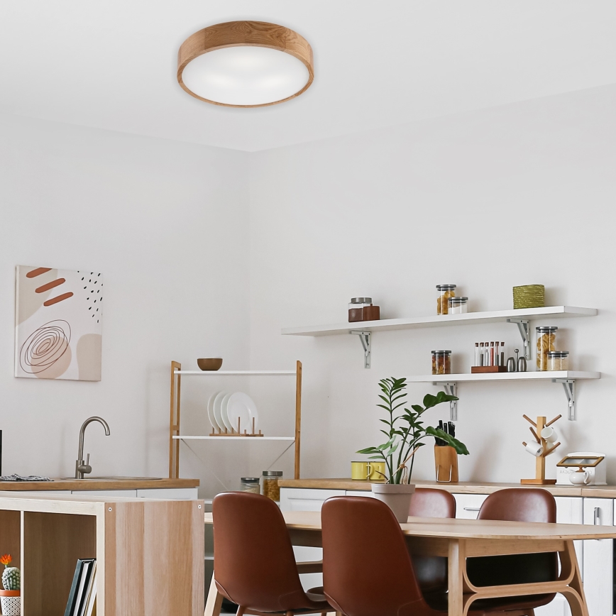 Brilagi - LED RGBW dimeriu reguliuojamas lubinis šviestuvas CARVALHO 3xE27/15W/230V 2700-6500K Wi-Fi ąžuolas skersmuo 47,5 cm