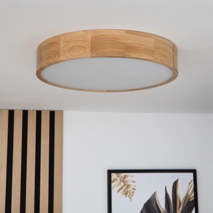 Brilagi - LED RGBW dimeriu reguliuojamas lubinis šviestuvas CARVALHO 3xE27/9W/230V 2700-6500K Wi-Fi ąžuolas skersmuo 47,5 cm
