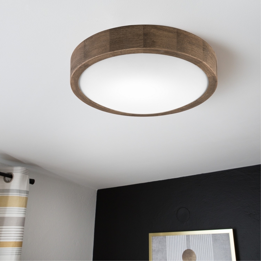 Brilagi - LED RGBW dimeriuojamas lubinis šviestuvas CARVALHO SLIM 1xE27/9W/230V 2700-6500K Wi-Fi ąžuolas skersmuo 27 cm