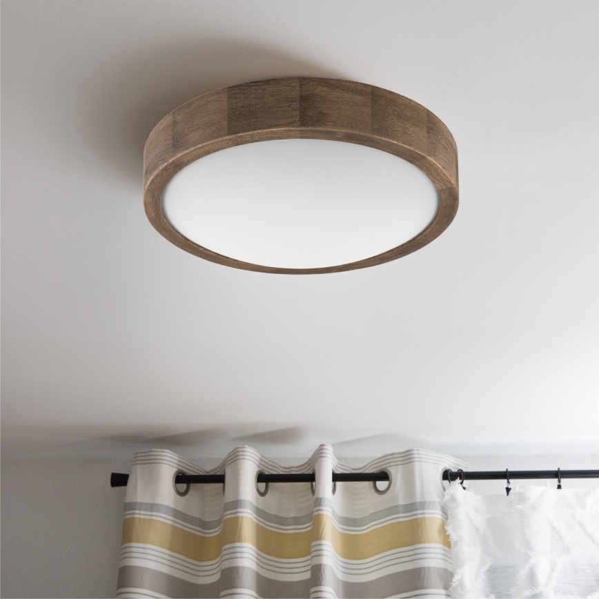 Brilagi - LED RGBW dimeriuojamas lubinis šviestuvas CARVALHO SLIM 1xE27/9W/230V 2700-6500K Wi-Fi ąžuolas skersmuo 27 cm