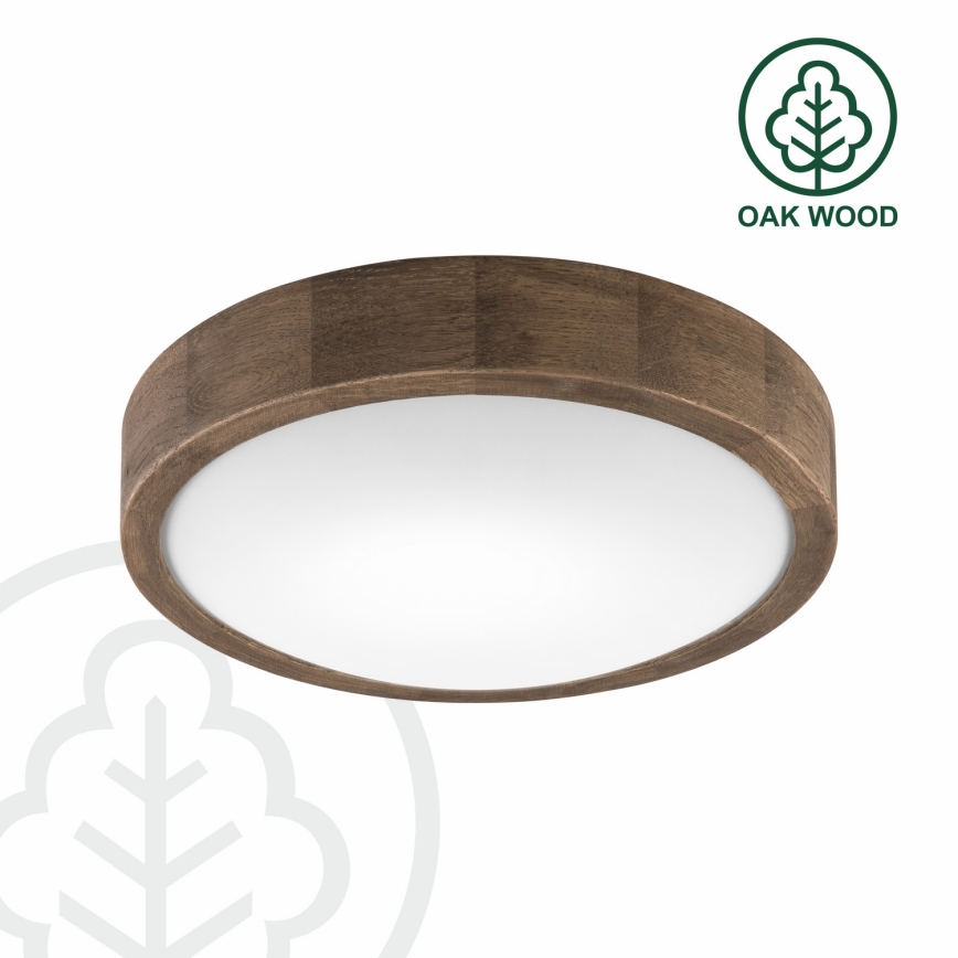 Brilagi - LED RGBW dimeriuojamas lubinis šviestuvas CARVALHO SLIM 1xE27/9W/230V 2700-6500K Wi-Fi ąžuolas skersmuo 27 cm