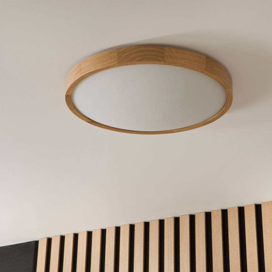 Brilagi - LED RGBW dimeriuojamas lubinis šviestuvas CARVALHO SLIM 3xE27/9W/230V 2700-6500K Wi-Fi ąžuolas skersmuo 47 cm