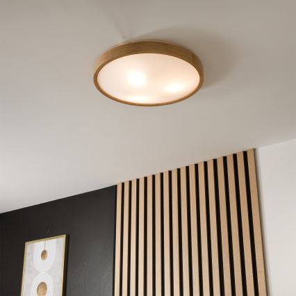 Brilagi - LED RGBW dimeriuojamas lubinis šviestuvas CARVALHO SLIM 3xE27/9W/230V 2700-6500K Wi-Fi ąžuolas skersmuo 47 cm