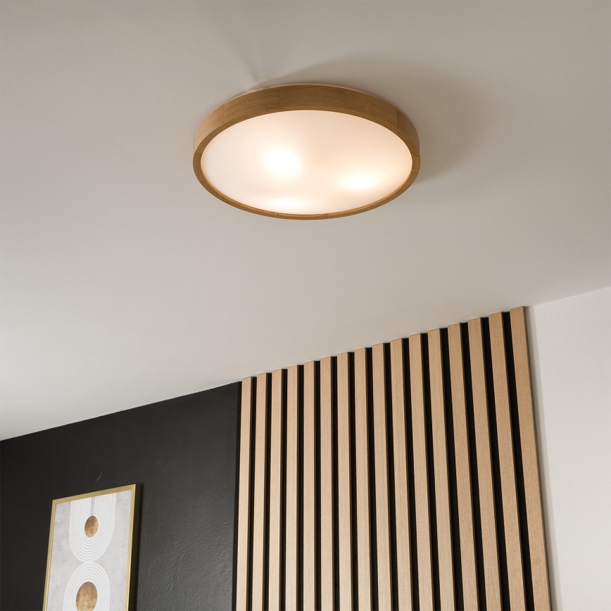 Brilagi - LED RGBW dimeriuojamas lubinis šviestuvas CARVALHO SLIM 3xE27/9W/230V 2700-6500K Wi-Fi ąžuolas skersmuo 47 cm