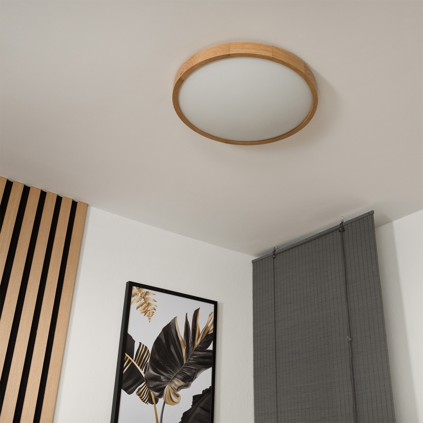 Brilagi - LED RGBW dimeriuojamas lubinis šviestuvas CARVALHO SLIM 3xE27/9W/230V 2700-6500K Wi-Fi ąžuolas skersmuo 47 cm