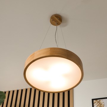 Brilagi - LED RGBW reguliuojamas pakabinamas liustras ant laido CARVALHO 3xE27/15W/230V 2700-6500K Wi-Fi ąžuolas, skersmuo 47,5 cm