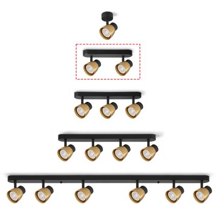 Brilagi - LED RGBW pritemdomas taškinis šviestuvas NUGGET 2xGU10/6W/230V 2700-6500K Wi-Fi juodas/auksinis