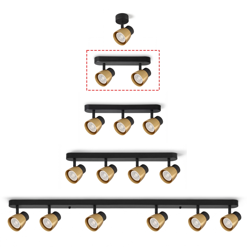 Brilagi - LED RGBW pritemdomas taškinis šviestuvas NUGGET 2xGU10/6W/230V 2700-6500K Wi-Fi juodas/auksinis