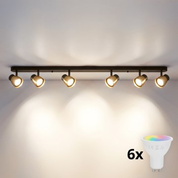 Brilagi - LED RGBW reguliuojamas taškinis šviestuvas NUGGET 6xGU10/6,5W/230V 2700-6500K Wi-Fi juodas/auksinis