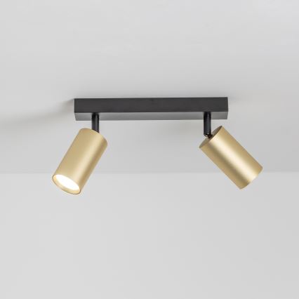 Brilagi - LED RGBW reguliuojamas taškinis šviestuvas SELE GOLDEN 2xGU10/6W/230V 3000K juoda/auksinė