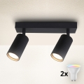 Brilagi - LED RGBW reguliuojamas taškinis šviestuvas SELE MODERN 2xGU10/4,8W/230V 3000K juodas + nuotolinio valdymo pultas