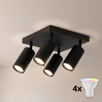 BRILAGI - LED RGBW reguliuojamas taškinis šviestuvas SELE SQUARE 4xGU10/6,5W/230V 2700-6500K juodas