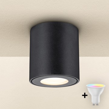 BRILAGI - LED RGBW reguliuojamas vonios kambario šviestuvas MIA 1xGU10/4,8W/230V 3000K 84x80 mm juodas IP54 + nuotolinis valdymas