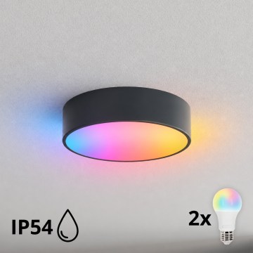 BRILAGI - LED RGBW reguliuojamas vonios lubų šviestuvas CLARE 2xE27/12W/230V skersm. 30 cm antracitas IP54