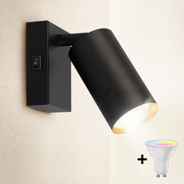 Brilagi - LED RGBW reguliuojamo ryškumo sieninis taškinis šviestuvas SELE 1xGU10/4,8W/230V 3000K juodas/auksinis + nuotolinis valdymas