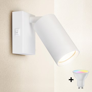 Brilagi - LED RGBW reguliuojamo ryškumo sieninis taškinis šviestuvas su jungikliu SELE 1xGU10/4,8W/230V 3000K balta + nuotolinis valdymas
