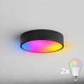 BRILAGI - LED RGBW, su dimeriu reguliuojamas lubinis šviestuvas vonios kambariui CLARE, 2xE27/12W/230V, 2700-6500K, skersmuo 30 cm, IP54, Wi-Fi, juodas