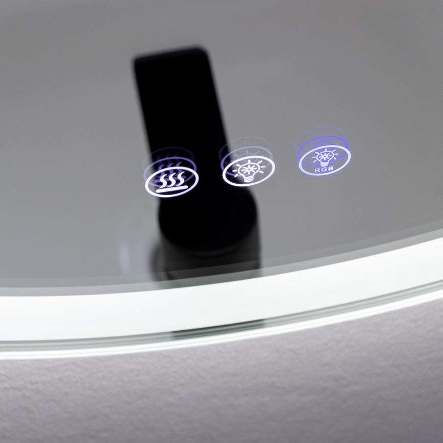 Brilagi - LED RGBW vonios šildomas veidrodis AVA PRO LED/18W/230V Ø 60 cm IP44 CRI 90 reguliuojamas ryškumas + CCT