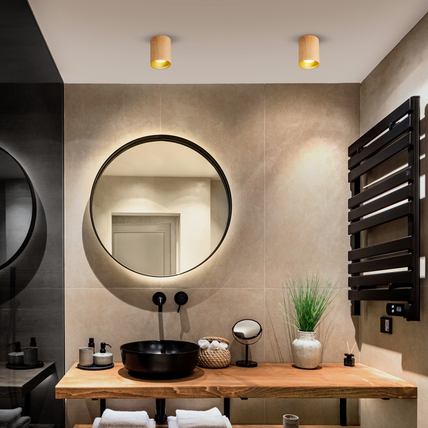 Brilagi - LED RGBW Reguliuojamas taškinis šviestuvas TRINE 1xGU10/4,8W/230V 3000K ąžuolo dekoras + nuotolinis valdymas