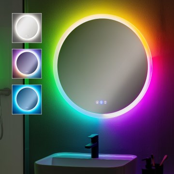 Brilagi - LED RGBW vonios šildomas veidrodis CLARA PRO LED/18,5 W/230 V Ø 60 cm IP44 CRI 90 reguliuojamas (dimeris) + CCT