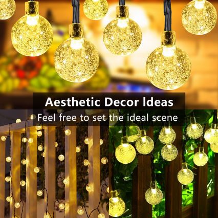Brilagi - LED saulės dekoratyvinė girlianda BUBBLE 300 LED/8 funkcijų 30 m IP65 šiltai balta 500 mAh