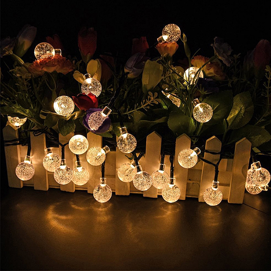 Brilagi - LED Saulės Dekoratyvinė girlianda BUBBLE 50xLED/8 funkcijos 7m IP65 šilta balta 600 mAh