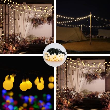 Brilagi - LED Saulės Dekoratyvinė girlianda BUBBLE 50xLED/8 funkcijos 7m IP65 šilta balta 600 mAh