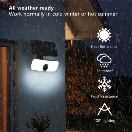 Brilagi - LED Saulės sieninis šviestuvas su judesio ir sutemų jutikliu ROOF LED/13W/5V 4000 mAh IP65