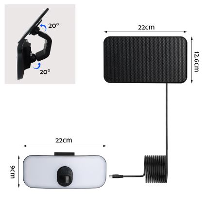 Brilagi - LED Saulės sieninis šviestuvas su judesio ir sutemų jutikliu ROOF LED/13W/5V 4000 mAh IP65