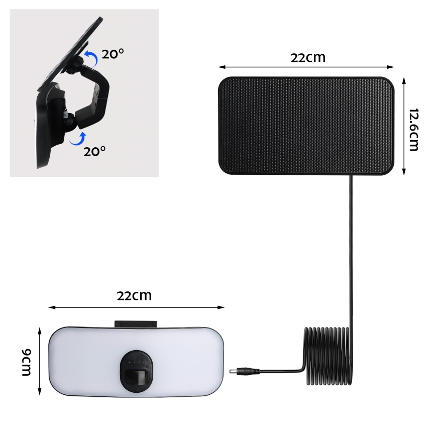 Brilagi - LED Saulės sieninis šviestuvas su judesio ir sutemų jutikliu ROOF LED/13W/5V 4000 mAh IP65
