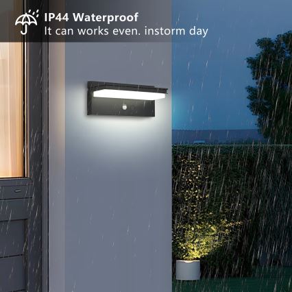 Brilagi - LED saulės energija maitinamas sieninis šviestuvas su jutikliu SUN SENSE LED/10W/3,7V 4000 mAh IP44
