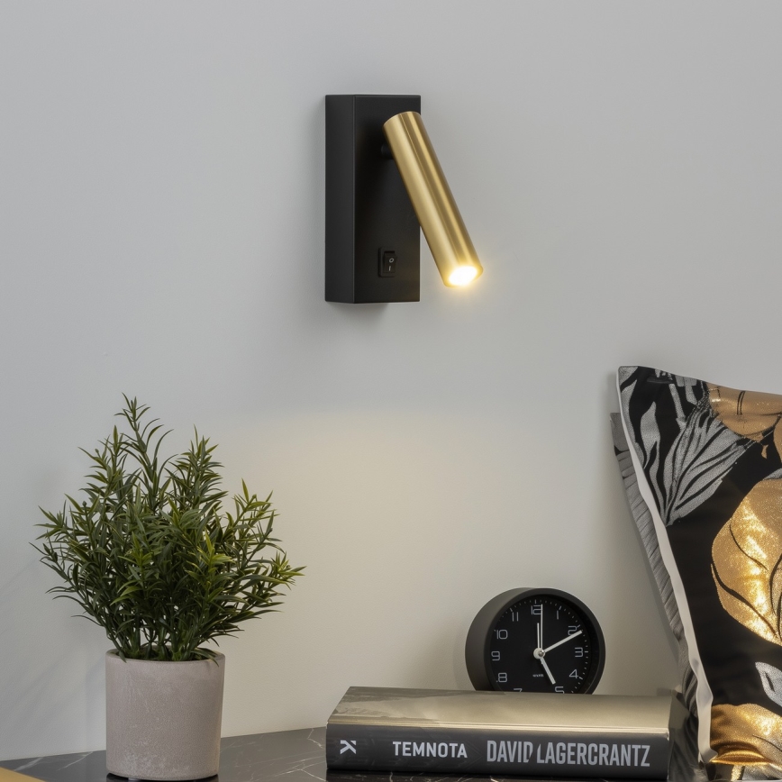 Brilagi - LED sieninis akcentinis šviestuvas MAYA LED/3W/230V 4000K juoda/auksas