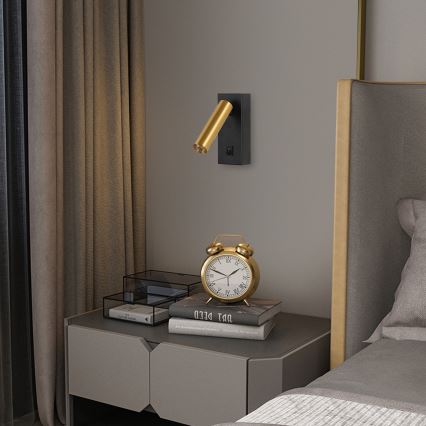 Brilagi - LED sieninis akcentinis šviestuvas MAYA LED/3W/230V 4000K juoda/auksas