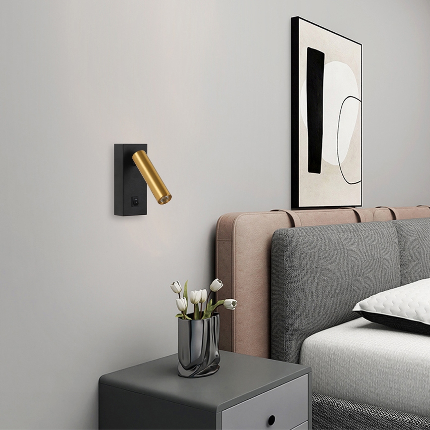 Brilagi - LED sieninis akcentinis šviestuvas MAYA LED/3W/230V 4000K juoda/auksas