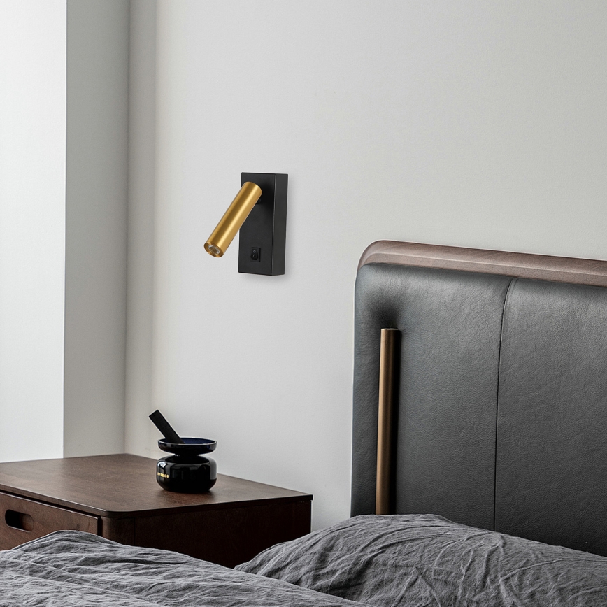 Brilagi - LED sieninis akcentinis šviestuvas MAYA LED/3W/230V 4000K juoda/auksas