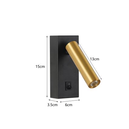Brilagi - LED sieninis akcentinis šviestuvas MAYA LED/3W/230V 4000K juoda/auksas